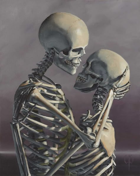 Chris Peters... - Kai Fine Art Two Skeletons Tattoo, Panda Couple Tattoo, Embracing Skeletons, Skeleton Embrace, Lovers Tattoo Ideas, Two Skeletons In Love, Skeletons Embracing, Skeletons Hugging, Skeletons Tattoo