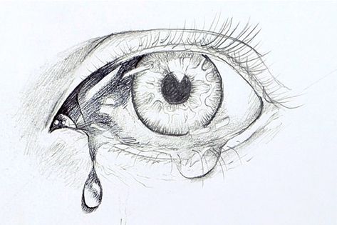 Tear Drop Drawing, Drawing Tears, Drop Drawing, How To Draw Tears, Realistic Eye Drawing, Tears In Eyes, Tree Drawings Pencil, Watery Eyes, Realistic Eye