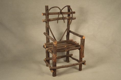 16 Rustic Hand Crafted Twig Doll Chair Toy, Wood, Wooden Chair Display, Kentucky Artists, Dollhouse Chair, Toy Wood, Hickory Chair, Old Hickory, Country Kitchen Decor, Bent Wood, Art Chair