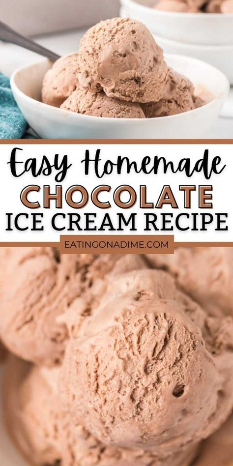 Easy Chocolate Ice Cream Recipe, Easy Chocolate Ice Cream, No Churn Chocolate Ice Cream, Soft Serve Ice Cream Recipes, Milk Chocolate Ice Cream, Ninja Ice Cream Recipe, Homemade Chocolate Ice Cream, Ice Cream Recipes Machine, Custard Ice Cream