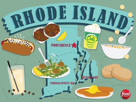 Ocean State Eats: Rhode Island's Most-Iconic Dishes | Best Food in America by State : Food Network | Food Network Rhode Island Food, Rhode Island Vacation, Rhode Island Travel, American Dinner, Recipe Icon, Usa Food, Creamy Coffee, State Foods, Food Stamps