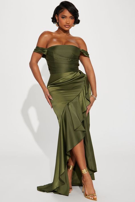 Your Shopping Cart | Fashion Nova Satin Gown Dress, Olive Green Dress, Under Your Spell, 1 Piece Swimsuit, Denim Maxi, Satin Gown, Gown Dress, Womens Loungewear, Matching Dresses