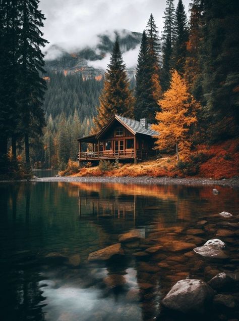 Forest House Mountain, Log Cabin In Woods, House In Mountains, Cottage In The Mountains, Home In Nature, Cabin On The Lake, Small House In The Woods, Mountain Lake House, House In The Mountains