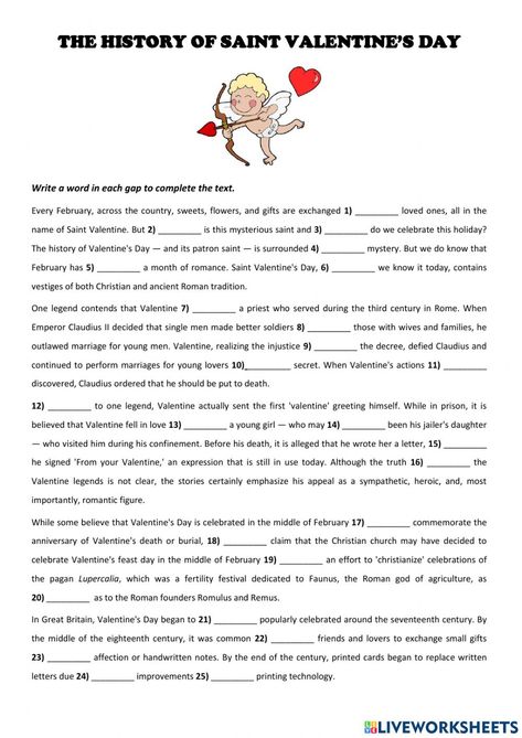 Valentines Day Worksheets, History Of Valentines Day, The History Of Valentines Day, History Of Valentine's Day, Valentine Reading Comprehension Worksheets, History Of St Valentine, Valentine’s Day Reading Activity, Valentine’s Day Reading Comprehension, Valentine Text