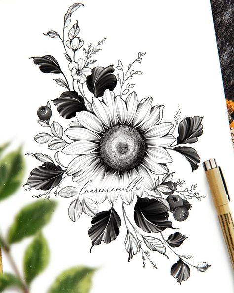 Floral Tattoo Ideas, Tattoo Design For Women, Sunflower Tattoo Sleeve, Stencil Outline, Star Tattoo Designs, Tattoo Zeichnungen, Meaningful Tattoos For Women, Drawing Stencils, Tattoo Stencil Outline