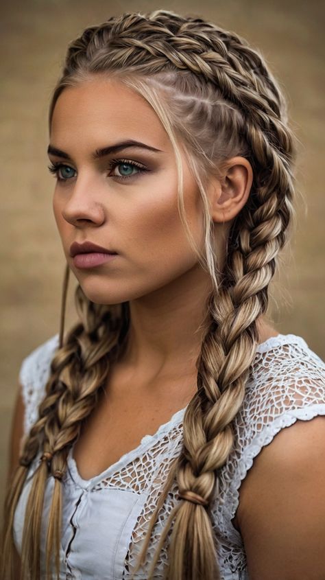 Edgy how to do viking braids hairstyles for Viking Haircut 🍂 Viking Braids Female, Braids Female, Braids With Cornrows, Viking Braids Hairstyles, Race Day Hair, Viking Haircut, Viking Braids, Gymnastics Hair, Steampunk Women