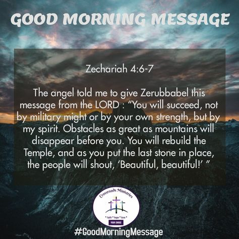 Zechariah 4 6, Rebuilding The Temple, Good Morning Message, Morning Message, Bible Book, Bible Promises, My Spirit, Green Interiors, Faith Inspiration