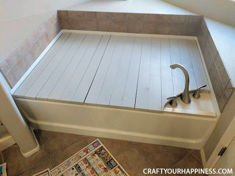 If you have a tub or garden tub but are not a "bathtub" kinda person this project might be for you! Cover it with this beautiful wood cover. It can be removed if you use your tub now and then or you can use the tub for storage and keep it in place. Makes a nice sitting place too while your in the bathroom! We did it on a garden tub but it would be even easier or a regular one. Below is a quick summary as there are quite a few more steps than would fit on this post. SEE ALL PHOTOS AND ... Walkway Diy, Paver Base, Bathtub Cleaning, Diy Drum Shade, Painted Shower Tile, Shower Curtain With Valance, Bathtub Cover, Paver Path, Jars Diy