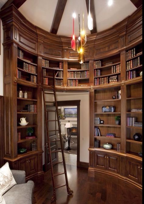 Curved Oak Library in a Home Office Setting. Reading Room Design, Home Library Design Ideas, Dream Home Library, Home Library Rooms, Dream Library, Library Room, Home Library Design, Design Library, Home Libraries