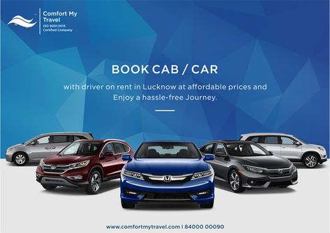 There is no better way to enjoy your trip to Lucknow than touring by car. Comfort My Travel is one of the best and most reliable car rental company in Lucknow which offers varied choice of sedan cars, luxury Cars, Tempo Traveler and Volvo Buses.  For More Details visit :- www.comfortmytravel.com or Booking Call +91 84000 00090 Car Advertising Design, Car Insurance Tips, 광고 디자인, Luxury Car Rental, Ad Car, Car Tour, Visiting Card Design, Car Rental Company, Reliable Cars