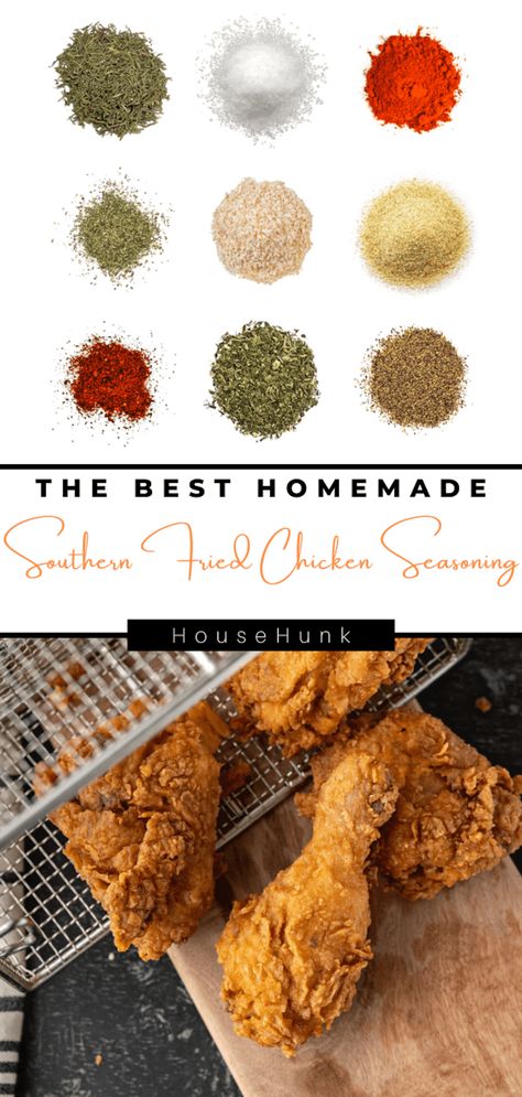 Transform your fried chicken recipe into a Southern masterpiece with this homemade seasoning blend. Infused with aromatic herbs and spices, it's the secret to irresistible flavor. Best Fried Chicken Seasoning, Chicken Fry Seasoning, Best Seasoning For Fried Chicken, Southern Fried Chicken Seasoning, Fried Chicken Spice Blend, Hip Hop Chicken Seasoning, Fried Chicken Flour Seasoning, Chicken Seasoning Recipes Grilled, Fried Chicken Seasoning Spices