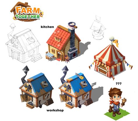 ArtStation - farm together, kuang chonghao Isometric House, Isometric Game, Idle Game, Game 2d, Bg Design, Isometric Art, Game Props, Low Poly Art, Game Illustration