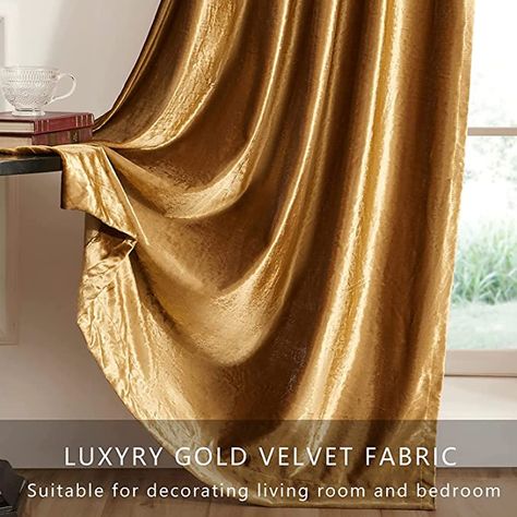 SANCHUNG Gold Velvet Curtains for Living Room Blackout Thermal Insulated 2 Panels Rod Pocket Blackout Curtains for Bedroom 52 x 57 Inch : Amazon.de: Home & Kitchen Gold Velvet Curtains Bedroom, Thick Velvet Curtains, Gold Velvet Curtains, Gold Curtains Bedroom Walmart, Beige Velvet Curtains, Ochre Velvet Curtains, Curtains For Bedroom, Curtains For Living Room, Gold Velvet