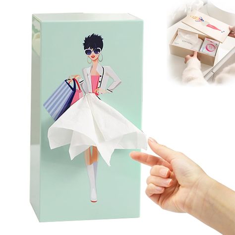 PRICES MAY VARY. Funny Lady Skirt Tissue Box Holder:Our creative tissue box cover features a unique design where the front is fashioned into the image of a vintage and elegant lady. The distinct tissue dispensing slot is ingeniously crafted to allow the tissues to seamlessly act as the lady's skirt. Each time you pull out a tissue, the skirt changes, bringing a delightful and anticipatory experience with every pull. Truly, this is a magical design. Large Capacity Fashion Storage:This tissue box Creative Tissue Box Design, Diy Tissue Box Covers, Tissue Box Hacks, Tissue Box Diy, Tissue Box Design, Tissue Box Crafts, Funny Lady, Magical Design, Facial Tissues