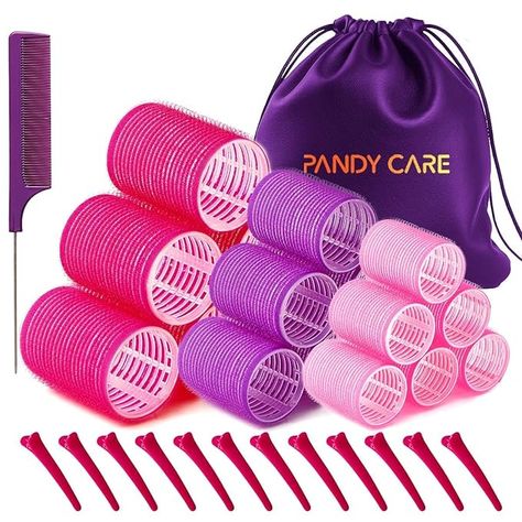 Amazon.com : Hair Rollers Set 32 PCS, PandyCare Hair Rollers For Long Hair & Short Hair - No Heat, Hair-friendly, Natural Effect, Includes 18 Rollers,12 Clips,1 Rat Tail Comb & 1 Storage Bag : Beauty & Personal Care Rollers For Long Hair, Velcro Hair Rollers, Jumbo Rollers, Velcro Rollers, Hair Curlers Rollers, Rat Tail Comb, Tail Comb, Rat Tail, No Heat Hairstyles