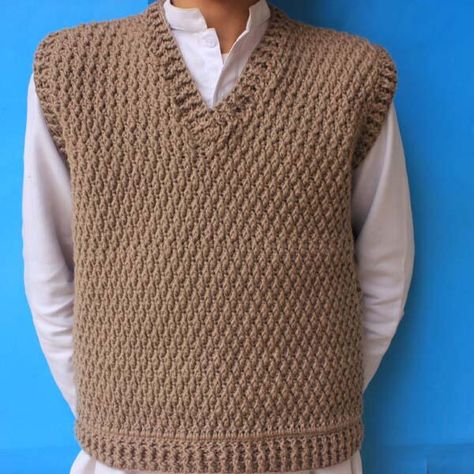 Crochet Mens Sweater Vest Pattern Beautiful Alpine Stitched Mens Vest Pattern, Crochet Vest Patterns, Crochet Vest Outfit, Crochet Vest Pattern Free, Diy Crochet Sweater, Vest Patterns, Gents Sweater, Crochet Blouse Pattern, Crochet Sweater Vest