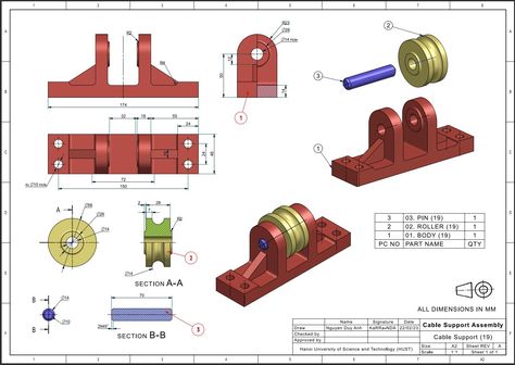 Cable support Solid Works Assembly Drawings, 3d Wallpaper Phone, Autocad Isometric Drawing, Mechanic Engineering, Solidworks Tutorial, Solid Works, Autodesk Inventor, Mechanical Model, Mechanical Engineering Design