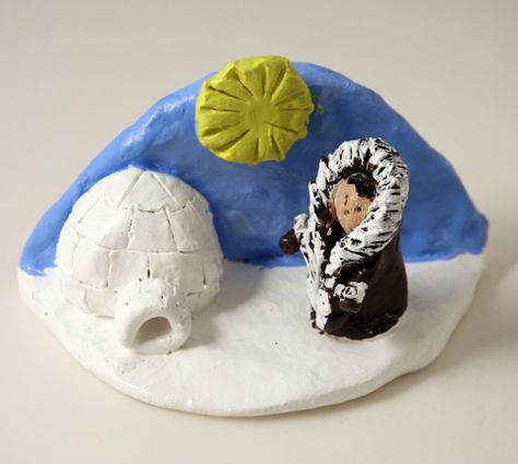 Arctic Region Igloo Diorama Clay Projects For Kids, Clay Lesson, Winter Art Lesson, Pole Nord, Kids Clay, Winter Art Projects, Inuit Art, Kids Pottery, Cool Art Projects