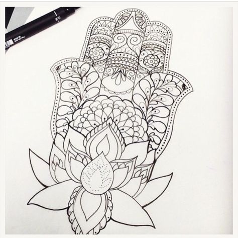 Tattoo Design • The Hamsa Hand • Lotus Flower Hamsa Tattoo Design, Sternum Tattoo Design, Hamsa Hand Tattoo, Targaryen Tattoo, Kunst Tattoos, Hamsa Tattoo, Sternum Tattoo, Line Art Tattoos, Lotus Tattoo