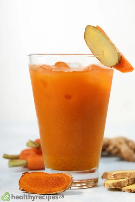 Carrot Ginger Turmeric Juice Recipe: a Delicious, Refreshing Health Boost Carrot Ginger Juice Recipe, Carrot And Turmeric Juice, Carrot Ginger Turmeric Juice, Celery Ginger Turmeric Juice, Carrot Immunity Juice, Turmeric Juice, Ginger Turmeric, Carrot And Ginger, Ground Turmeric