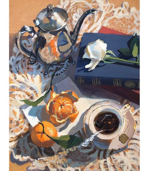 Heather Martin, gouache Heather Martin, Books And Tea, 2d Painting, Graphite Art, Art Alevel, Canvas Aesthetic, Everyday Art, Gouache Art, Impressionism Art