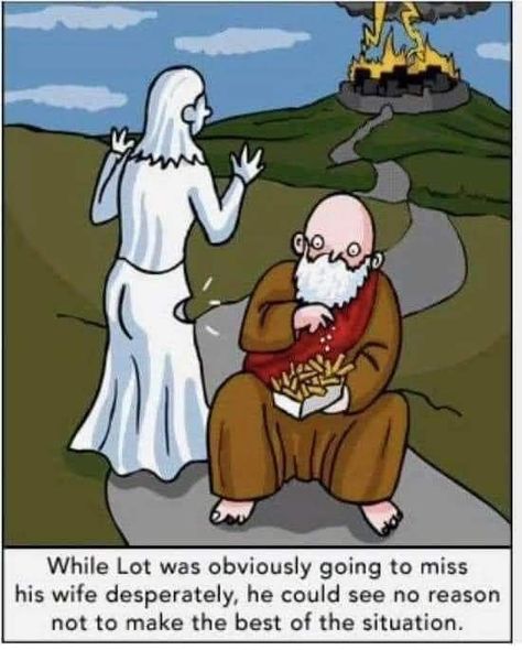 Lots Wife, Bible Funny, Lot's Wife, Bible Jokes, Bible Cartoon, Jw Humor, Catholic Humor, Christian Comics, Church Humor