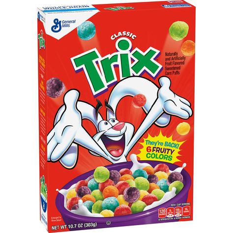 Trix Cereal, Types Of Cereal, Whole Grain Foods, Corn Puffs, Artificial Dyes, General Mills, Grain Foods, Cereal Recipes, Breakfast Cereal