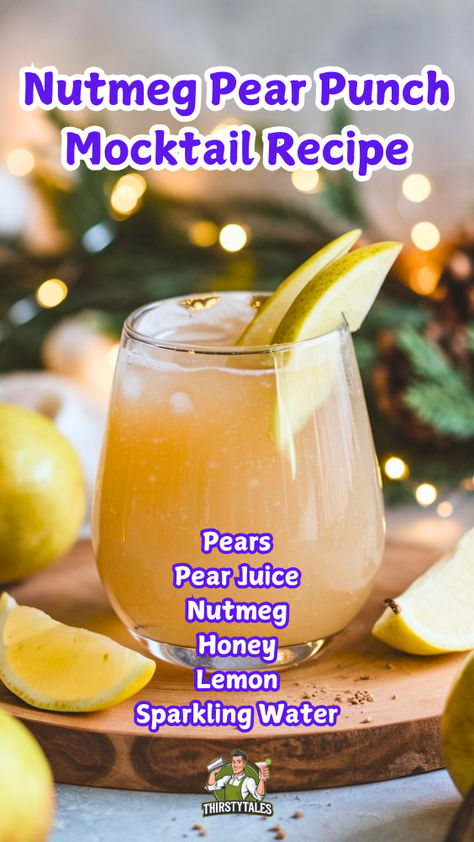 "Discover the delightful Nutmeg Pear Punch Mocktail Recipe, perfect for your 
fall gatherings! This refreshing non-alcoholic beverage combines the warm 
spices of nutmeg with the sweet essence of pears, making it an ideal choice 
for holiday mocktails. Explore more mocktail recipes and elevate your 
seasonal celebrations with this unique pear cocktail idea. Perfect for 
autumn parties, this Nutmeg Pear Punch is a must-try for anyone seeking 
delicious fall drinks!" Pear Mocktail Recipe, Pear Punch, Punch Mocktail, Pear Cocktail, Cranberry Fizz, Pear Cocktails, Mocktail Recipes, Cocktail Ideas, Spiced Apple Cider