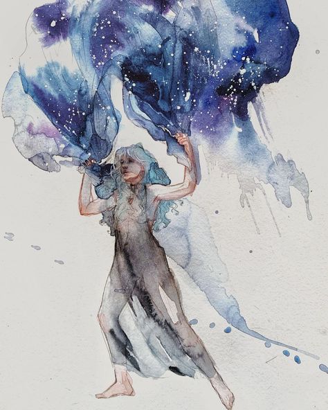 agnes cecile (@agnes_cecile) • Instagram photos and videos Agnes Cecile Watercolor, Agnes Cecile Art, Dancing In The Night, Night Watercolor, Agnes Cecile, Into The Night, Print Artwork, Blue Painting, Night Art