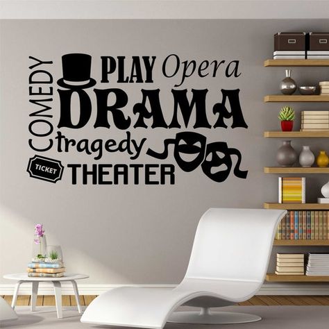 Middle School Drama, Modern Dans, Home Movie Theater, Theatre Decorations, Theatre Classroom, Movie Theater Decor, Drama Education, Classroom Interior, Vinyl Wall Lettering