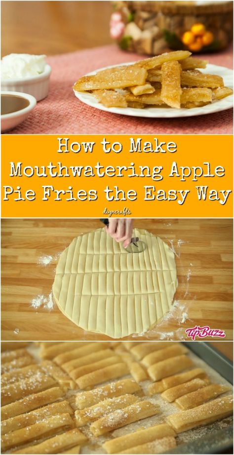 How to Make Mouthwatering Apple Pie Fries the Easy Way {Video} Apple Pie Fries, Pie Fries, Apple Rose Pie, Ribs Recipe Oven, Fruit Desserts Easy, Fried Apple Pies, Fruit Tart Recipe, Hand Pie Recipes, Homemade Recipes Dessert