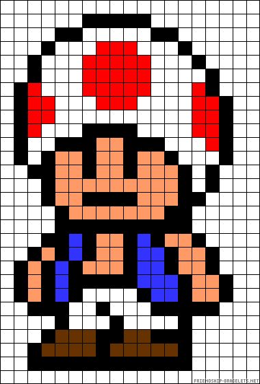 Toad Mario, Pixel Art Minecraft, Perler Bead Mario, Mario Stuff, Crochet Graph, Perler Ideas, Art Templates, Perler Bead Templates, Pixel Crochet