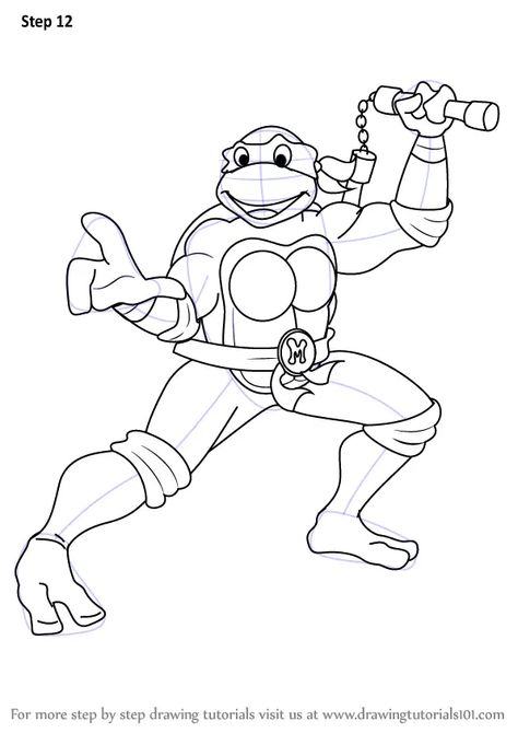 How to Draw Michelangelo from Teenage Mutant Ninja Turtles (Teenage Mutant Ninja Turtles) Step by Step Draw Turtle, Tmnt Drawings, Michelangelo Ninja Turtle, Ninja Turtle Drawing, Ninja Turtle Coloring Pages, Turtle Coloring Pages, Teenage Ninja Turtles, Ninja Turtles Art, Comic Relief