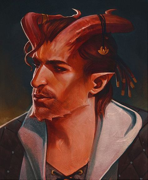 Tiefling Portrait Old Tiefling Male, Male Tiefling, Tiefling Male, Tiefling Bard, Dark Sun, Ange Demon, Fantasy Portraits, Male Character, Fantasy Races