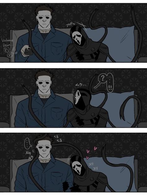 Michael X Ghostface, Micheal Myers X Ghostface, Ghostface X Michael Myers, Michael Myers X Ghostface, Myers X Ghostface, Ghost Face Fanart, Michael Myers Art, Horror Fanart, A Silent Voice Anime