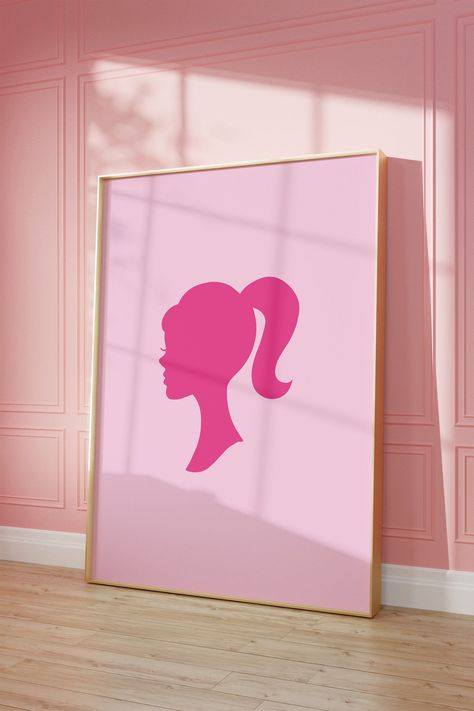 Barbie Print Pink Girls Bedroom Decor Pink Birthday Prints Girly Poster For Birthday Party by PinkVanillaDesign on Etsy Barbie Pink Bedroom, Barbie Core Bedroom, Barbie Inspired Room, Barbie Office Decor, Barbie House Decor, Barbie Room Ideas Bedrooms, Barbie Aesthetic Room, Barbie Girls Room, Barbie Home Decor