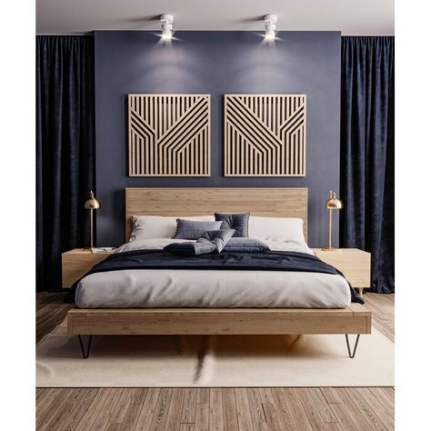 Other Furniture 2 Piece Modern Wall Décor Set | Wayfair Wood Walls Bedroom, Wood Feature Wall, Large Wood Wall Art, Rustic Wood Walls, Wall Art Set Of 2, Wooden Wall Hangings, Art Set Of 2, Abstract Wall Decor, Furniture Modern