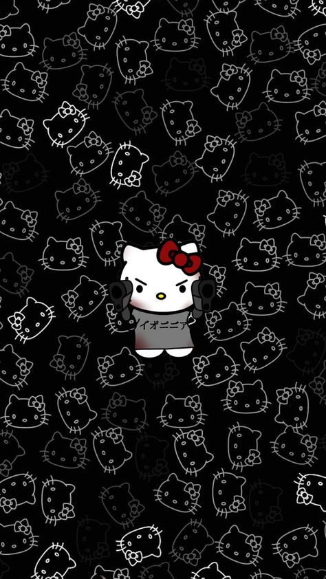 Hello kitty Black Hello Kitty Wallpaper Aesthetic, Hello Kitty Punk Wallpapers, Gangsta Hello Kitty Wallpaper, Hello Kitty Skull Wallpaper, Y2k Lockscreen Hello Kitty, Hello Kitty Horror Wallpaper, Punk Hello Kitty Wallpaper, High Hello Kitty Wallpaper, Alt Hello Kitty Wallpaper