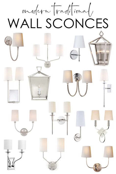 A beautifully curated collection of modern traditional wall sconce lighting that work perfectly in a staircase, in hallways, and more! Hallway Sconces, French Style Chairs, Dove House, Life On Virginia Street, Traditional Wall Sconces, Sconces Living Room, Bedroom Decorating Ideas, Scrap Quilt, White Paint Colors