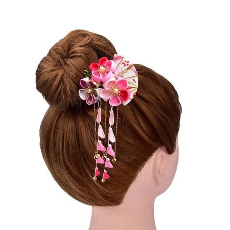 Sangjit Decoration, Asian Hair Pin, Flower Hair Tie, Accessories Japanese, Hanfu Accessories, Decorative Hair Pins, Perfect Ponytail, Pony Style, Japanese Hair