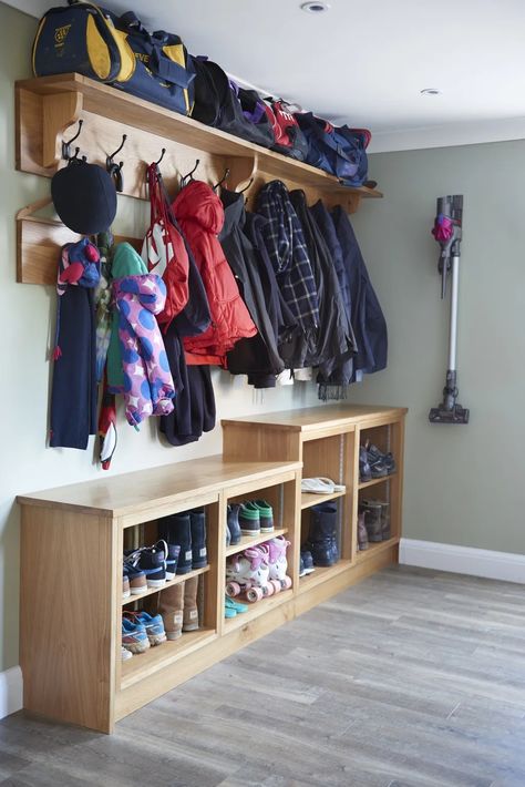 Boot Room Storage, Cloakroom Storage, Boot Room Utility, Coat And Shoe Storage, Sas Entree, Utility Room Designs, Hallway Storage Bench, Mudroom Storage Bench, Porch Storage