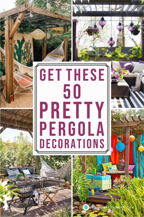 Hanging Plants Pergola Patio, Pergola Decorations Ideas, Pergola Hanging Baskets, Decorating Covered Patio Ideas, Patio Pergola Decorating Ideas, Hanging Plants From Pergola, Outdoor Patio Ideas With Umbrella, Hanging Plants On Pergola, Pergola Furniture Ideas Seating Areas