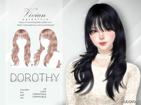 Download Dorothy Hairstyle for Sims 4 at ModsHost NOW! All new meshes All LOD 45 colors Hat compatible #mods #female #sims4cc #sims #gaming #hair #videogames Sims Female Hair Cc, Dorothy Hairstyle, Sims 4 Hair Cc Ponytail, Sims Cute Cc, Sims Hair Alpha, Female Sims 4 Cc Hair, Hair Sims 4 Cc Alpha, Sims Female Hair, Sims 4 Hair Accessories Cc