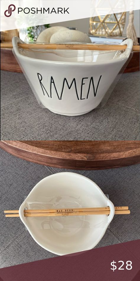 Rae Dunn RAMEN Bowl with Chopsticks Cute Ceramics, Japanese Plates, Clay Bowl, Clay Diy Projects, Ramen Bowl, Ceramics Pottery Art, Diy Clay, Ceramics Pottery, Chopsticks