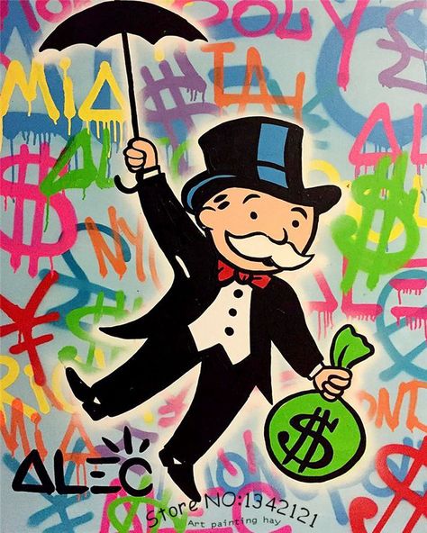 Alec Monopoly, Monopoly, The Wall, Graffiti, Money, Wall Art, Canvas, Wall, Home Decor