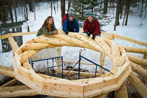 Reciprocal Roof, Reciprocal Frame, Pit Cooking, Round Room, Modern Cabins, Timber Frame Pavilion, Timber Frame Building, Round Building, Earthship Home