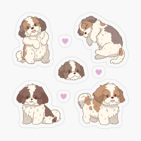 Get my art printed on awesome products. Support me at Redbubble #RBandME: https://www.redbubble.com/i/sticker/Cute-shih-tzu-pack-by-Yaragold/150467092.O9UDB?asc=u Cute Shih Tzu, Dog Pack, Spirit Tattoo, Small Pretty Tattoos, Shih Tzu Dog, Different Dogs, Sticker Cute, Dog Stickers, Animal Stickers