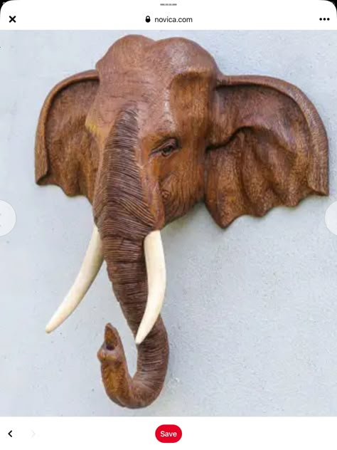 Elephant Stencil, Thermocol Craft, Wood Print Art, Wood Elephant, Mural Art Design, Elephant Face, Wood Carving For Beginners, Hand Carved Teak, Ganpati Decoration Design