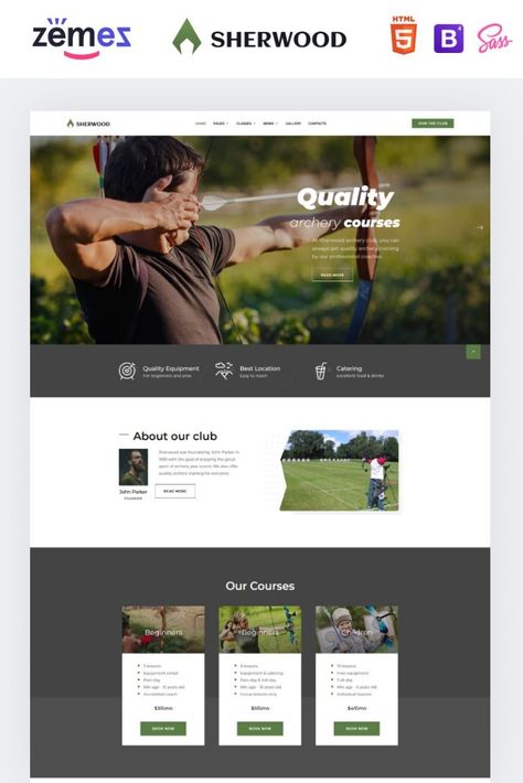 Sherwood - Archery Multipage Clean HTML Website Template Archery Club, Website Color Schemes, Web Development Tools, Html Website, Sports Templates, Html Website Templates, Website Images, Seo Specialist, Blog Layout