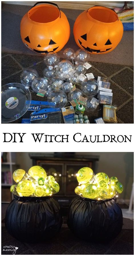 diy witches cauldron Diy Cauldron, Dollar Tree Halloween Decor, Halloween Cauldron, Halloween Diy Outdoor, Halloween Outside, Witch Cauldron, Dollar Tree Halloween, Homemade Halloween Decorations, Dollar Store Halloween